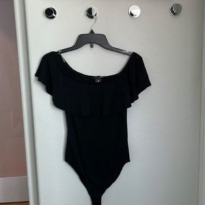 Aqua off the shoulder black bodysuit